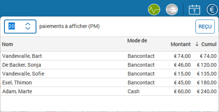 Historique des paiements