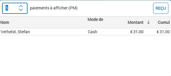 Historique des paiements via l’icône €